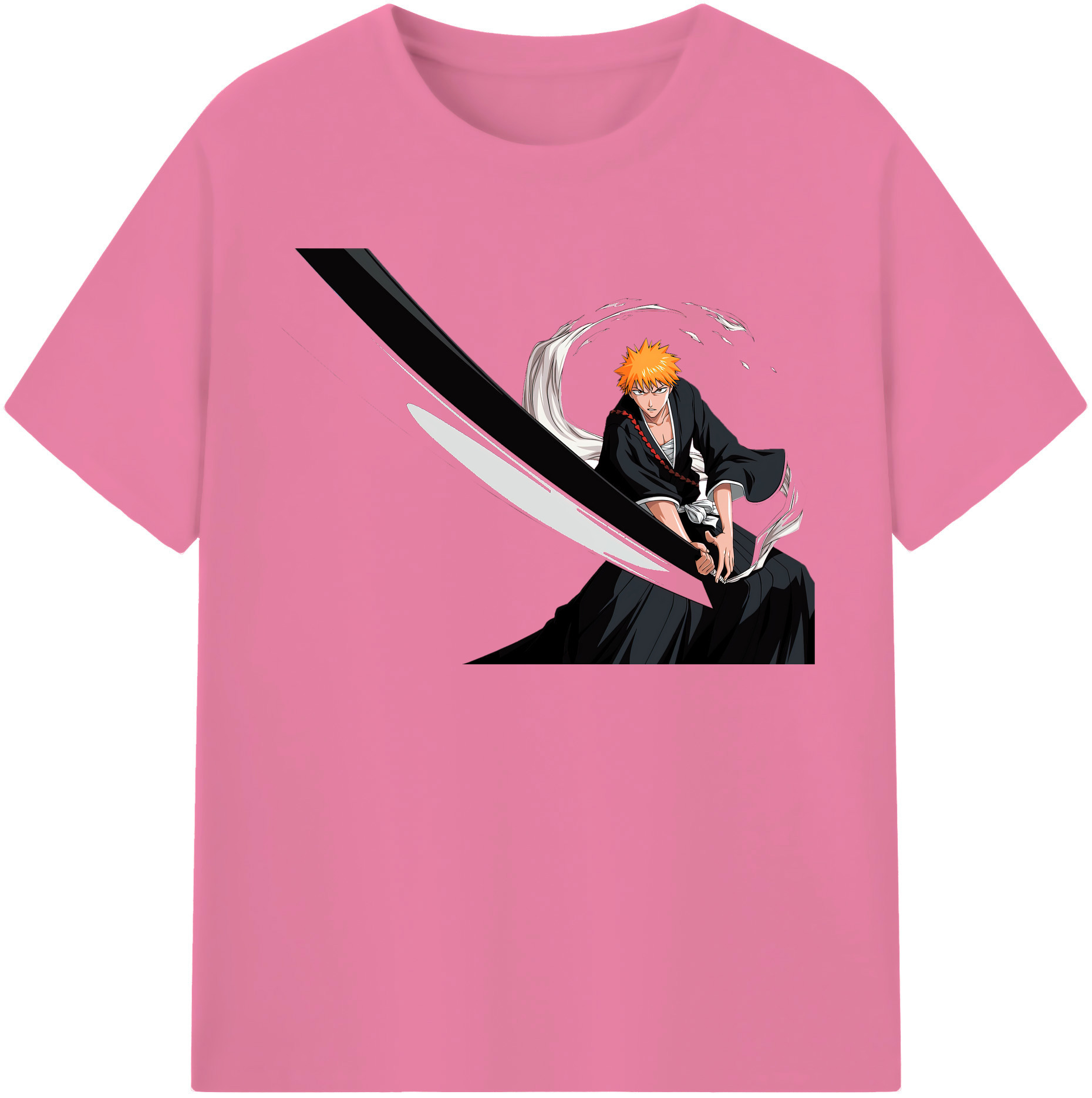 （画像用） ブリーチ 黒崎一護（くろさき いちご）BLEACH Kurosaki Ichigo 綿100％半袖Tシャツ（フロントプリント）